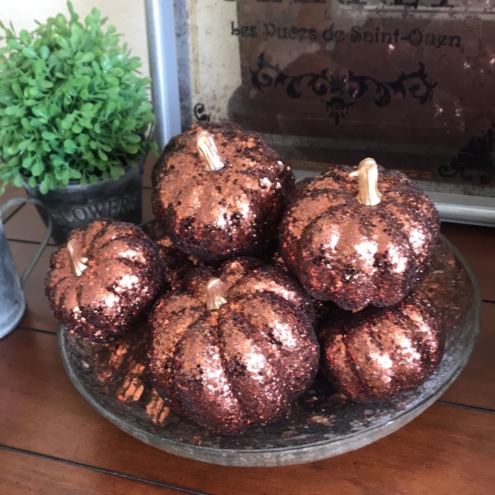 Fall Harvest Autumn glitter pumpkin set